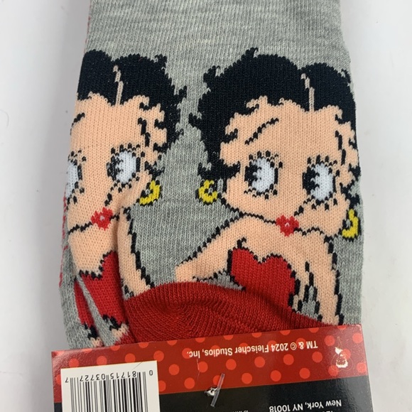 Betty Boop Crew Socks Set of 2 Gray Red Mint Green New NWT - Picture 9 of 11